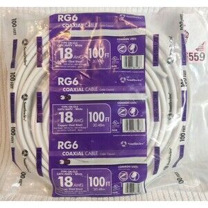 Southwire 18 AWG RG6 Coax Cable 100-ft 18 Coil White satellite or cable TV -NEW